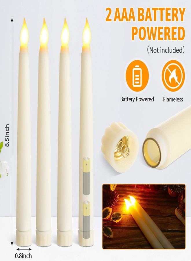 Baquler Flameless Flicker Taper Candles LED Candles Flickering Warm White Light Ivory LED Candlesticks Window for Christmas Wedding Home Decor(8.5 Inches,100) - Image 2